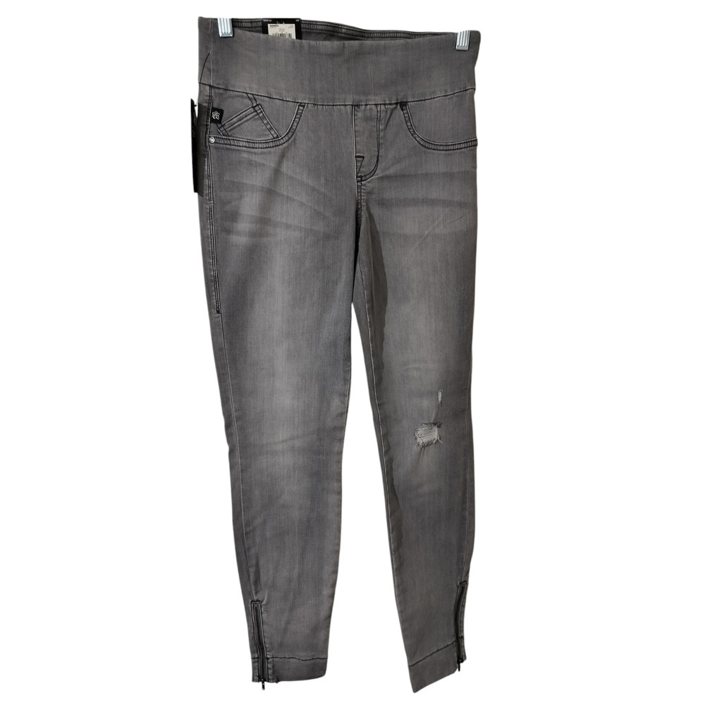 3643) Rock & Republic Gray Stone Wash Fever Midrise Pullon Denim Jeggings 8 M